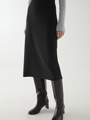 Boiled Wool Tube Midi Skirt