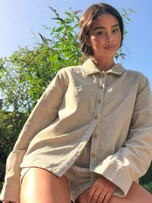 Emory Park Oversized Shirt In Cream Corduroy