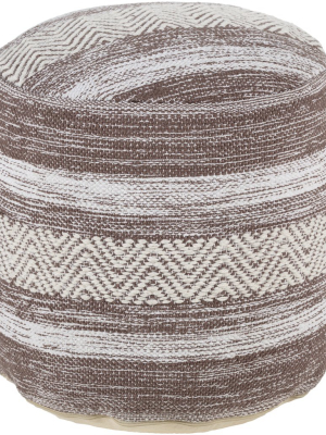 Levi Woven Pouf In Beige