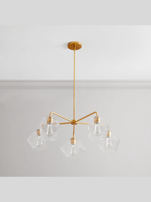 Sculptural Glass Faceted Chandelier - Clear