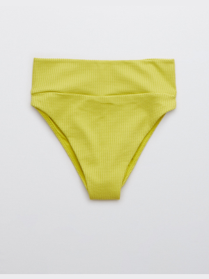 Aerie Waffle High Cut Cheeky Bikini Bottom