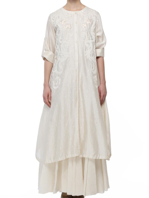 Front-opening Embroidered Kurta & Inner