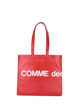 Comme Des Garçons Wallet Huge Logo Print Tote Bag