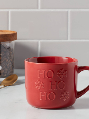 16oz Stoneware Ho Ho Ho Christmas Mug Blue - Threshold™