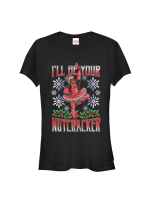 Junior's Marvel Christmas Deadpool Nutcracker T-shirt