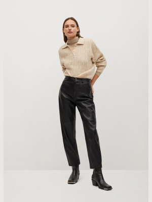 Leather Effect High Waist Pant