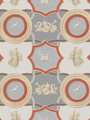 Apodyterium Wallpaper In Grey And Red From The World Of Antiquity Collection By Mind The Gap