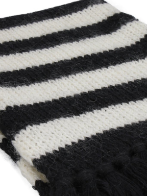 Saint Laurent Striped Fringed Scarf