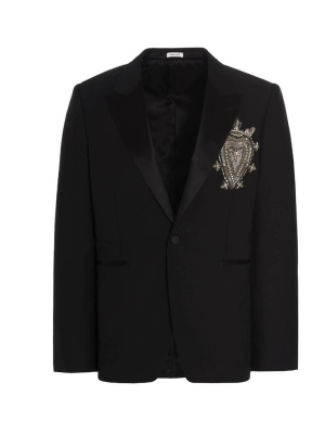 Alexander Mcqueen Motif Embroidered Single-breasted Blazer