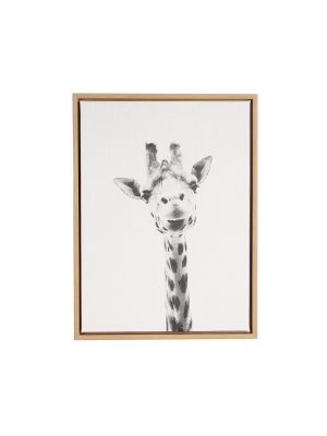 24" X 18" Giraffe Framed Canvas Art - Uniek