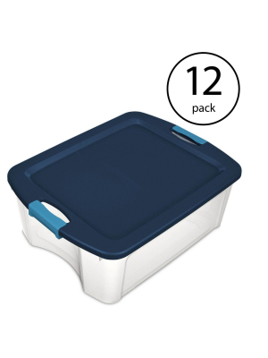 Sterilite 12 Gallon Latch And Carry Storage Tote Box Container, Clear (12 Pack)