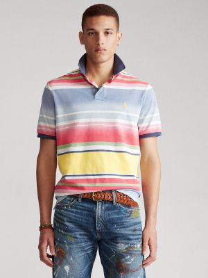 Custom Slim Fit Striped Mesh Polo Shirt