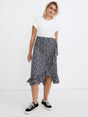 Ruffle-edge Midi Wrap Skirt In Harvest Vine