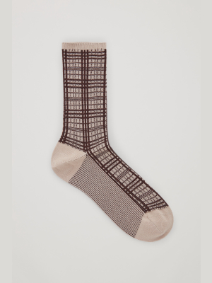 Metallic Checked Socks