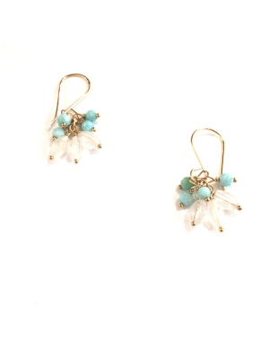 Larimar & Moonstone Gold Filled Earrings