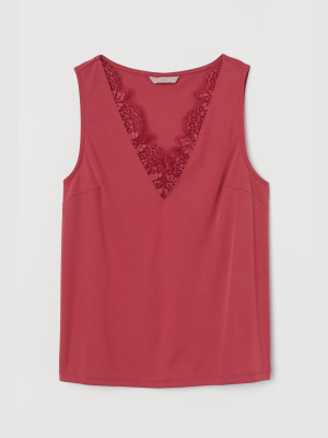 V-neck Top With Lace