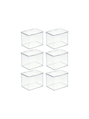 Mdesign Plastic Desk Organizer Box For Home Office, 6 Pack - Clear