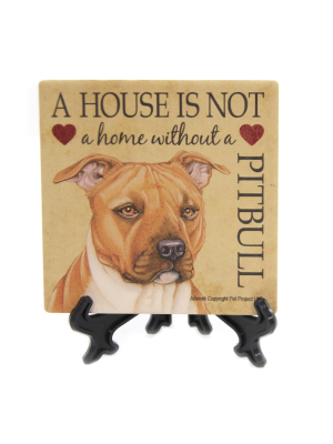 Animal 4.0" Pitbull - House Stone Coaster Easel Sjt Enterprises - Coasters