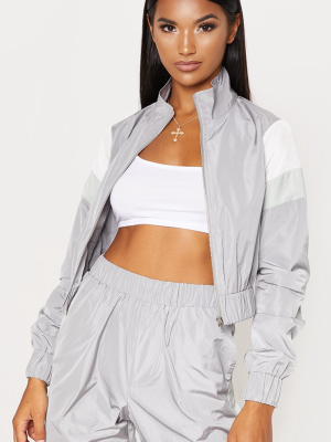 Grey Stripe Shell Tracksuit Top