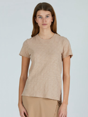 Slub Jersey Schoolboy Crew Neck Tee - Camel