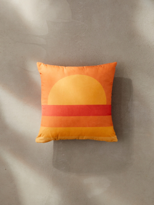 Alisa Galitsyna For Deny Retro Geometric Sunset Outdoor Throw Pillow