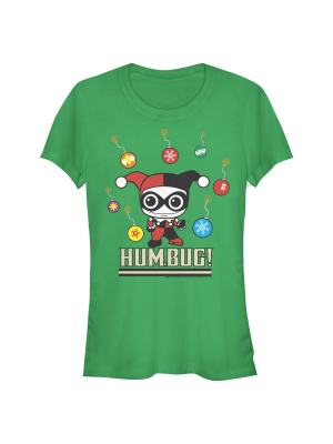 Junior's Batman Christmas Humbug Harley Quinn T-shirt