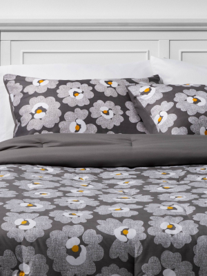 Room Essentials™ Gray Daisies With White Sheets Printed Microfiberbed Set W/ Sheets