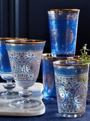 Blue Mosaic Goblets, Set Of 4