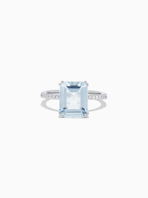 Effy Aquarius 14k White Gold Aquamarine And Diamond Ring, 3.96 Tcw