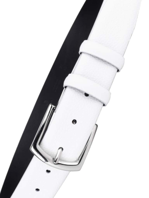 White Pierre Pebble Leather Belt
