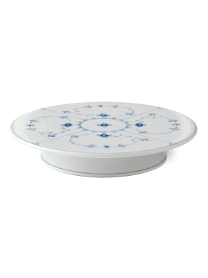 Blue Fluted Plain Footed Cake Plate