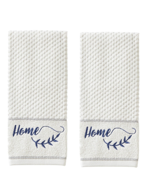 2pc Farm Home Hand Towel Set White - Skl Home