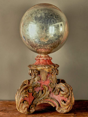 Baroque Polychromed Stand With Monumental Mercury Sphere