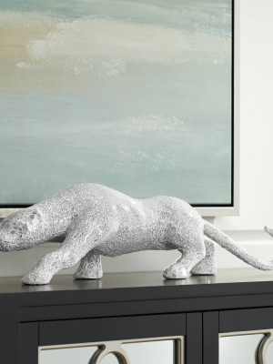 Studio 55d Glass Mosaic And Silver 29 1/4" Wide Panther Sculpture