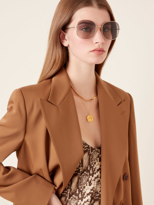 Mehrie Round-frame Metal Sunglasses