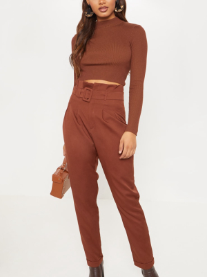 Tall Brown Belt Detail Straight Leg Pants