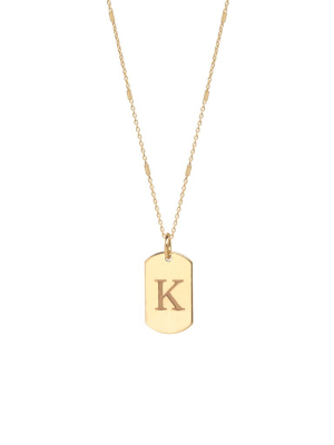 14k Engraved Initial Letter X-small Dog Tag Necklace