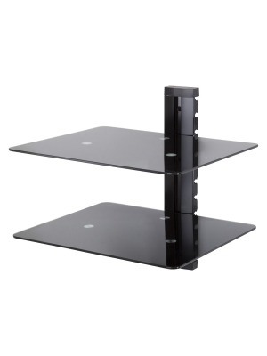 Wall Mounted Av Component Shelving System - 2 Shelves Black