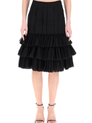 Moschino Tulle Flounces Satin Skirt