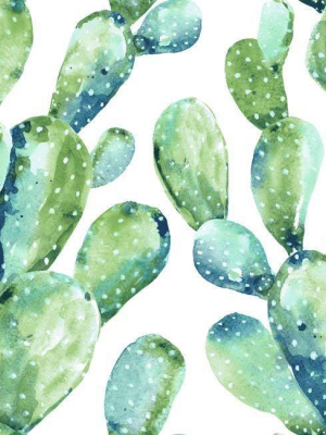 Prickly Pear Cactus Peel & Stick Wallpaper In Blue By Roommates For York Wallcoverings