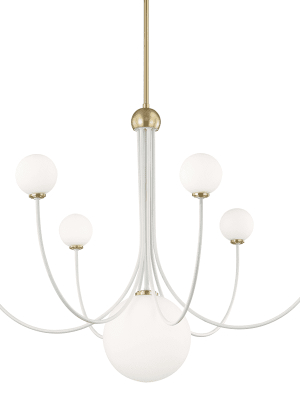 Coco 7 Light Chandelier - Aged Brass/white