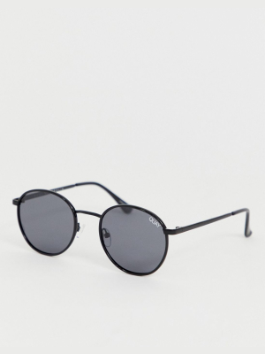 Quay Australia Omen Round Sunglasses In Black