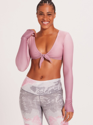 Long Sleeve Knotty Bra - Rose Petal