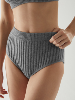 Recycled Cashmere High Waist Ribbed Panties
