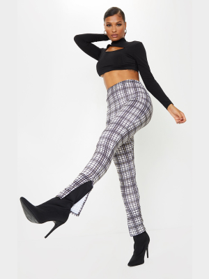 Stone Check Jersey Split Hem Leggings