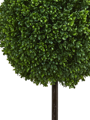 2.5ft Boxwood Topiary Artificial Tree In Green Tin - Nearly Natural