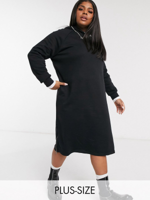 Noisy May Curve Midi Hoodie Sweat Dress In Black