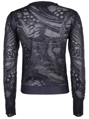 Alberta Ferretti Round Neck Lace Sweater