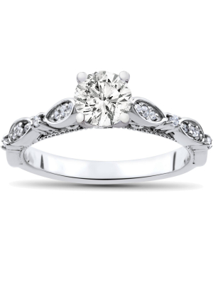 Pompeii3 3/4ct Vintage Diamond Engagement Ring 14k White Gold