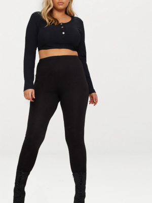 Plus Black Jersey Leggings